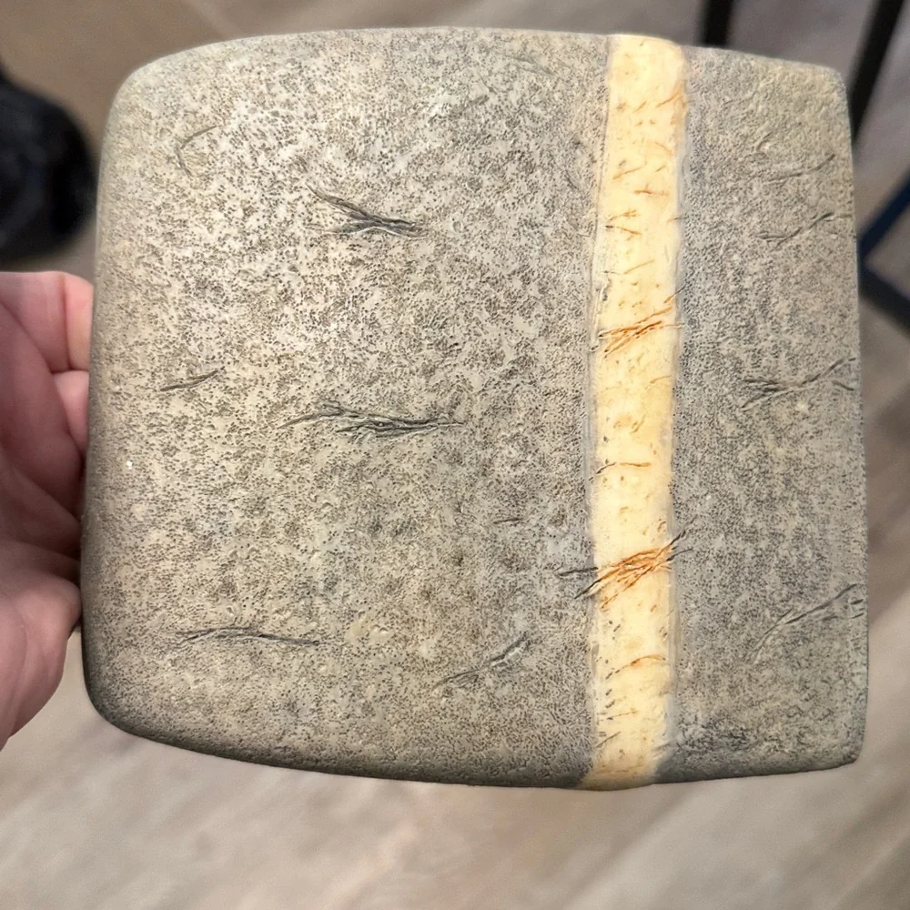 Wamsutta Bedrock Tissue Box Cover Resin Fossil Gray Green Beige Band Y2K